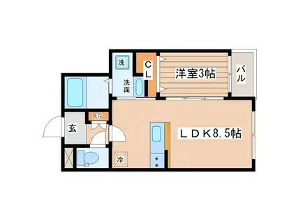 リーフ・サンシティ北仙台(1LDK/2階)の間取り写真