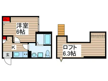 ALISON(1K/1階)の間取り写真