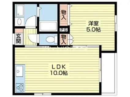 エーデルハイム石澤(1LDK/2階)の間取り写真