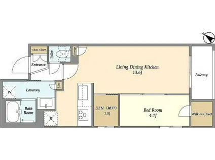 アジュールテラス目黒祐天寺(1SLDK/3階)の間取り写真