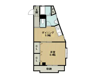 EXCION(1DK/2階)の間取り写真