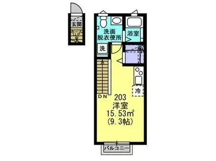 クオーレ八軒小路 ウエスト(ワンルーム/2階)の間取り写真