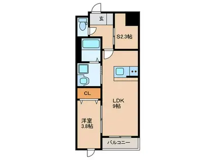 LIFEFIELD伊都(1SDK/4階)の間取り写真