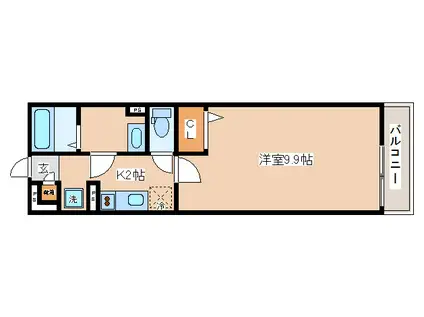 ハビテ兵庫駅南(1K/2階)の間取り写真