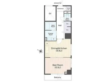 ヴィータローザCQレジデンス南千住(1LDK/5階)の間取り写真