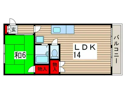 リーフYONEKURAII(1LDK/1階)の間取り写真