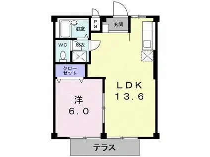 ハイツタカソノ(1LDK/1階)の間取り写真