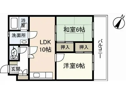 ソフィアコート東原弐番館(2LDK/4階)の間取り写真