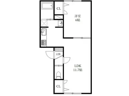 SHAPANI(1LDK/2階)の間取り写真