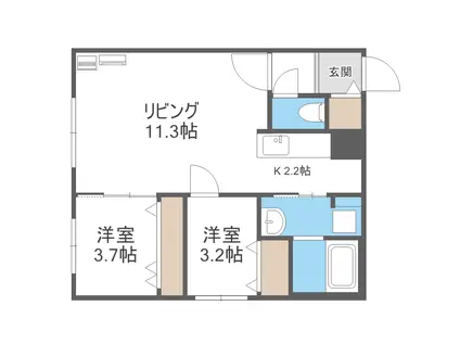 シエルスラン円山(2LDK/2階)の間取り写真