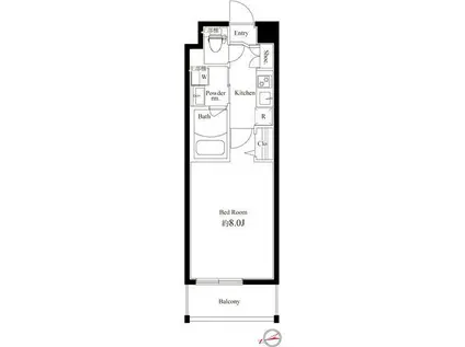 ハーモニーレジデンス新宿御苑ザイースト(1K/1階)の間取り写真