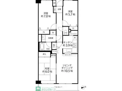 TS GARDEN横浜岸根公園(3LDK/1階)の間取り写真