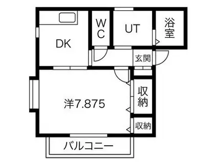 サンピュア RIGHT SHOWER I(1DK/2階)の間取り写真