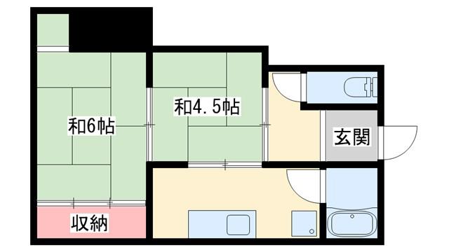 クレメアB棟(2K/2階)の間取り写真