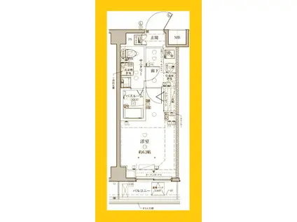 CREVISTA横浜綱島(1K/4階)の間取り写真