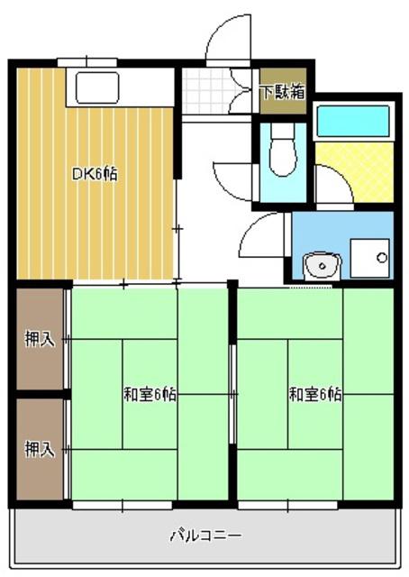 飯田第一コーポ(2DK/2階)の間取り写真