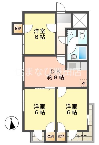 河上マンション(3DK/3階)の間取り写真