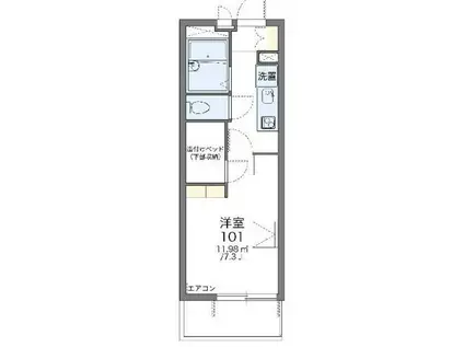 レオパレスウィステリア都立家政(1K/2階)の間取り写真