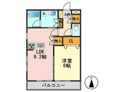 コンソラトゥール(1LDK/2階)の間取り写真