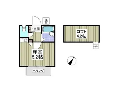 トーシンハイツ三郷(ワンルーム/2階)の間取り写真