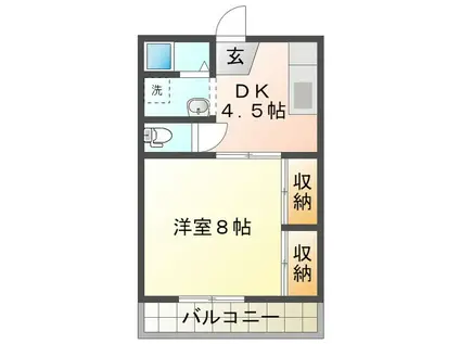 新町ハイツ(1DK/2階)の間取り写真