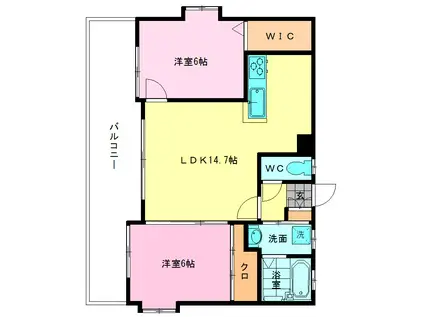 サンシティ博多(2LDK/4階)の間取り写真