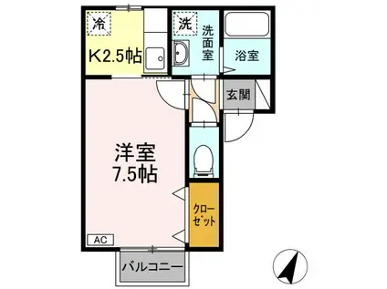 セジュールM103(1K/1階)の間取り写真