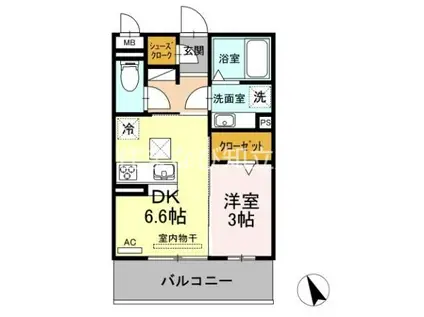 グランゲート東刈谷(1DK/1階)の間取り写真