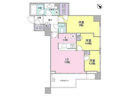 クロスエアタワー(3LDK/24階)の間取り写真