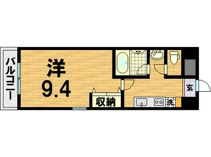 ドリーミーM(1K/1階)の間取り写真