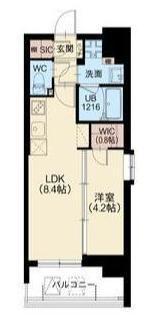 スプランディッド南千住DUE(1LDK/12階)の間取り写真