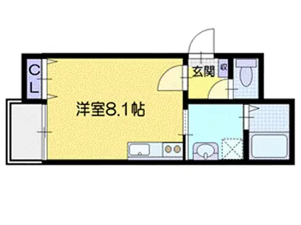 ユーファー水天宮(ワンルーム/1階)の間取り写真
