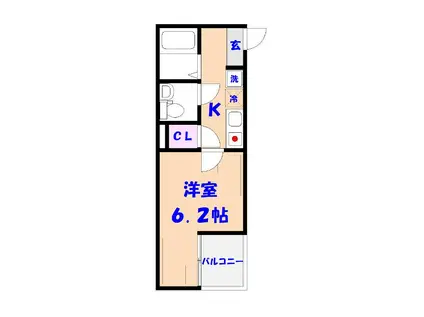 BLUETERRACE松戸(1K/2階)の間取り写真