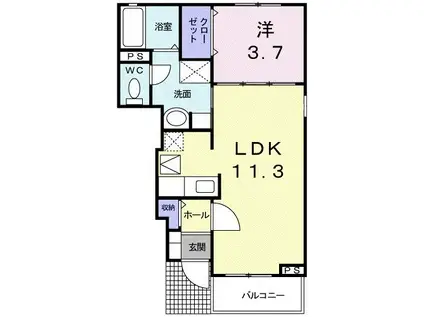 ＪＲ小海線 中込駅 徒歩22分 2階建 築19年(1LDK/1階)の間取り写真
