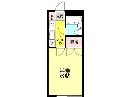 サンハウス川角(1K/2階)の間取り写真