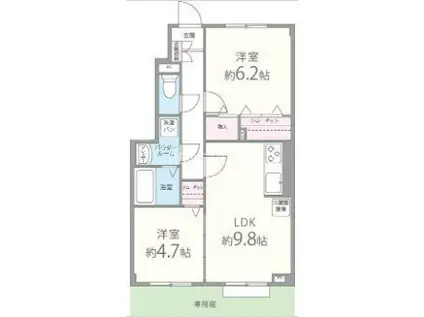 ミリオン志紀(2LDK/1階)の間取り写真