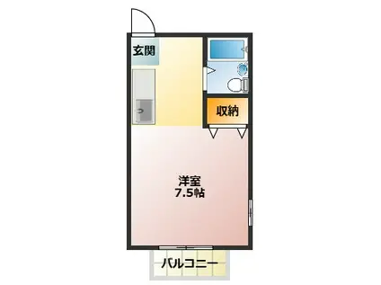 ハイツイケノ(ワンルーム/2階)の間取り写真