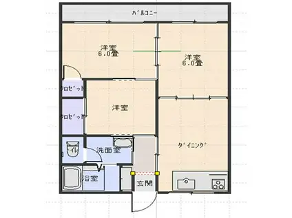 LIGA吾田(3DK/2階)の間取り写真