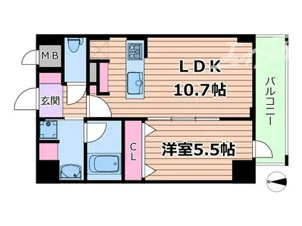 ハピネスガーデン新大阪(1LDK/9階)の間取り写真