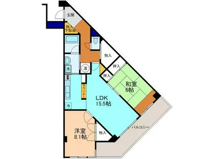 パークサイト玉川(2LDK/11階)の間取り写真