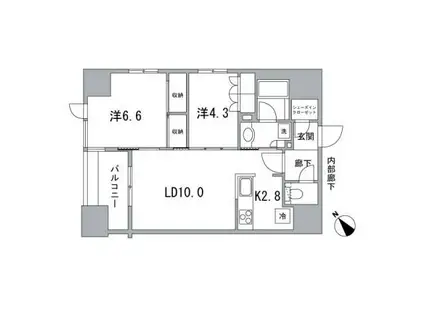 イニシア築地(2LDK/7階)の間取り写真