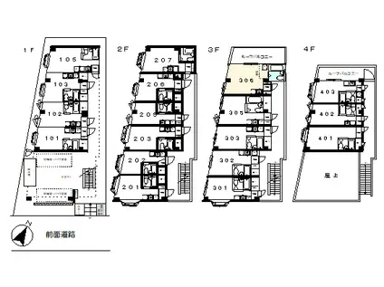 パレスフィールド北方(ワンルーム/3階)の間取り写真
