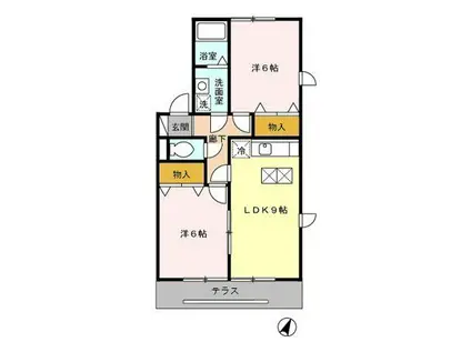 パルシャルマンABC(2DK/1階)の間取り写真