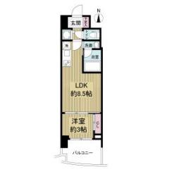 セレニテ神戸元町プリエ(1LDK/9階)の間取り写真