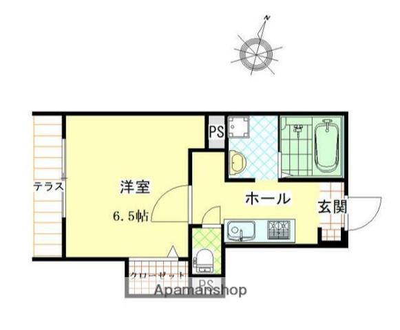 ソレアーレ三浦海岸B棟(1K/1階)の間取り写真