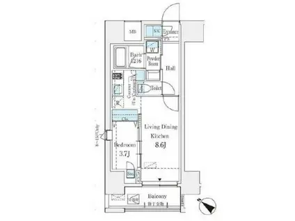 プライムレジデンス渋谷(1LDK/5階)の間取り写真