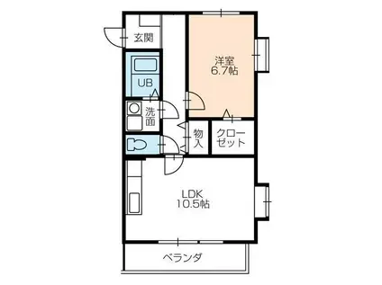 桜ケ丘LUCKHILL(1LDK/1階)の間取り写真