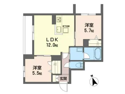 ピッコ ヴィア ソーレ杉並(2LDK/1階)の間取り写真