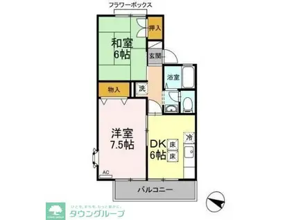 ストークコートN(2DK/1階)の間取り写真