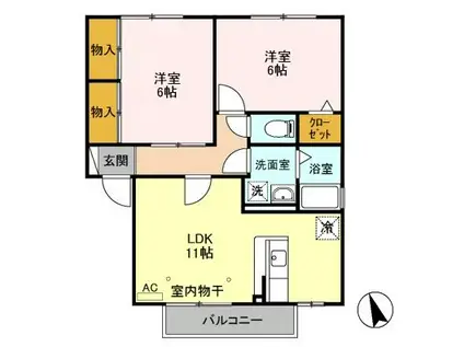 サンフラットA(2LDK/2階)の間取り写真